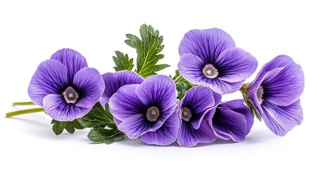 Stunning display of purple heliotrope flowers isolated on a white background highlighting their natural charm and grace
