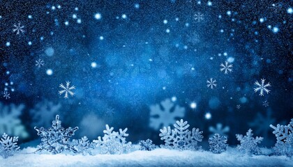 night blue snowflake christmas background with copy space