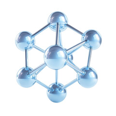 3D molecular structure with light blue spheres