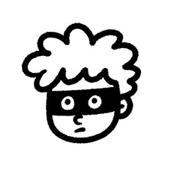 thief png cartoon cute  design art kid handwrite doodle element street line black and white kwaii
