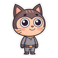 Cute cartoon cat character in superhero costume with big eyes and friendly smile