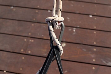 Thick hemp braided rope close up