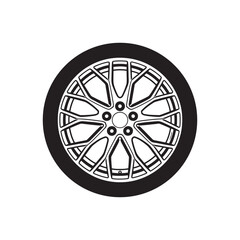 Car wheel silhouette vector illustration isolated on white background