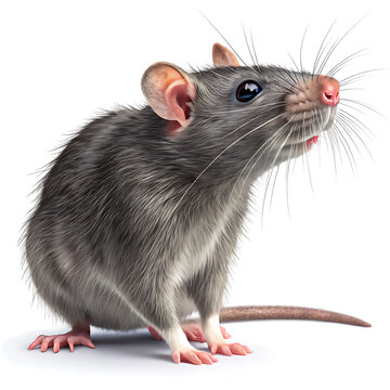 Realistic Curious Gray Rat with Detailed Fur 