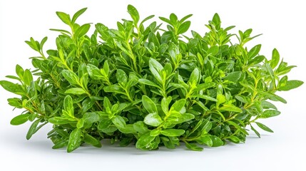 Obraz premium Lush bush of fresh green leaves displayed against a clean white background for natural aesthetic and botanical inspiration