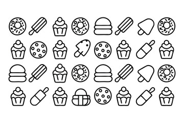 baking and pastry icons seamless pattern isolated