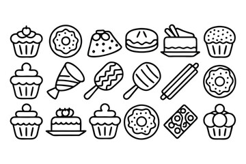 baking and pastry icons seamless pattern isolated