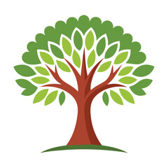 vector tree with green leaves