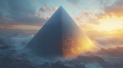 Sunset Pyramid in a Mystical Landscape