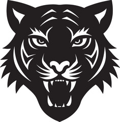 Tiger head silhouette vector on white background