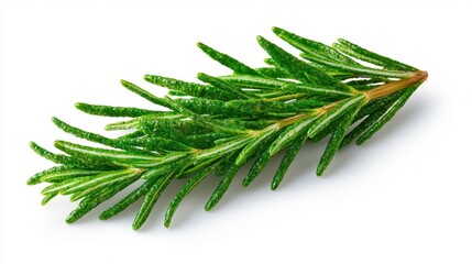 Fototapeta premium Branch of green cedar isolated on a crisp white background showcasing the natural beauty and texture of evergreen foliage
