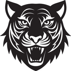 Tiger head silhouette vector on white background