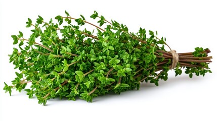Obraz premium A bunch of fresh thyon spica isolated on white background showcasing its unique shape and aromatic properties
