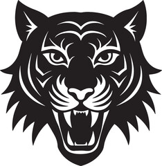 Tiger head silhouette vector on white background