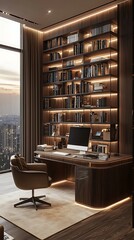 Minimalist luxury home office for professionals high resolution photo