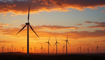 Wind Turbines at Sunset