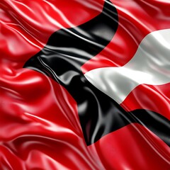 Vibrant red and black trinidad and tobago flag fluttering
