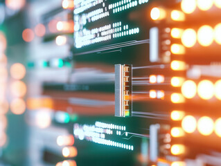 close up of glowing LED monitor power board with vibrant lights
