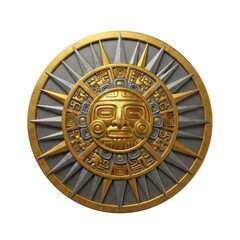 Fototapeta premium Golden mayan calendar depicting sun god tonatiuh with silver rays