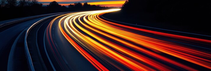 Night Highway Light Trails