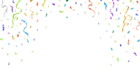 Beautiful celebration party colorful confetti on transparent background.