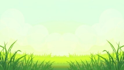 Obraz premium illustration of green grass field with horizon