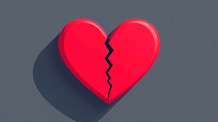 illustration of a heart broken in half on a dark background