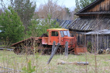 old soviet tractor for timber hauling