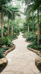Obraz premium Winding path through a lush tropical garden
