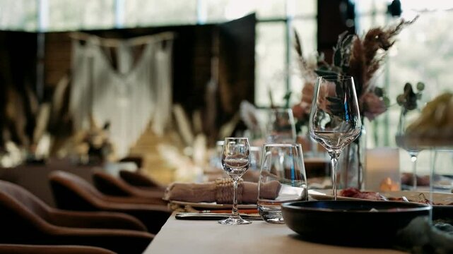 The banquet hall is decorated in boho and cowboy style.