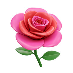 Beautiful 3D rendering pink rose isolated on a transparent background PNG