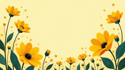 yellow background with space for text surrounded by yellow flowers