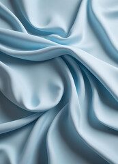  Soft Blue Satin Fabric with Graceful Draping Folds 