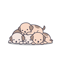 Fototapeta premium Adorable puppies piled together in a playful and cozy stack, showcasing cuteness