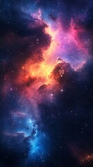 Fototapeta premium Fiery cosmic dust clouds and bright stars high resolution picture