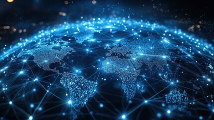 Obraz premium A global digital network connection showcasing a connected world. -