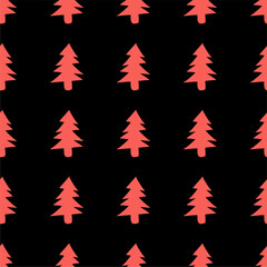 Fototapeta premium Seamless New Year and Christmas print pattern wallpaper background with decorative fir trees vector illustration winter minimalism picture 