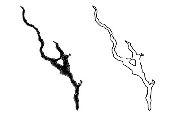 Lake Mjosa (Kingdom of Norway) map vector illustration, scribble sketch Mjosa map
