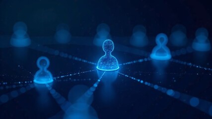 Global network of connected people shown on digital world map interface.