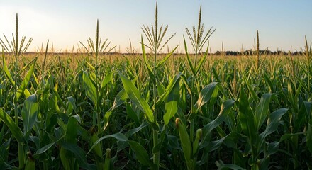 Obraz premium Healthy Corn Crop at Sunset