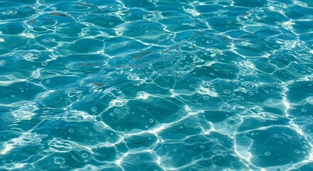 Fototapeta premium Rippling turquoise water surface sunlight reflections. AI Generated