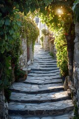 Fototapeta premium The stone alleyway where Qingteng climbs the wall