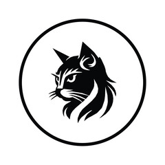 black cat head, vector image of a cat