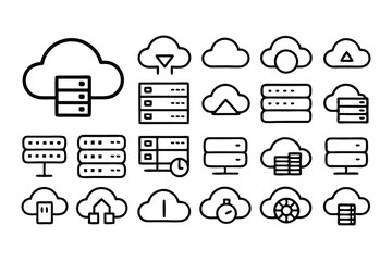 cloud computing and storage editable stroke outline