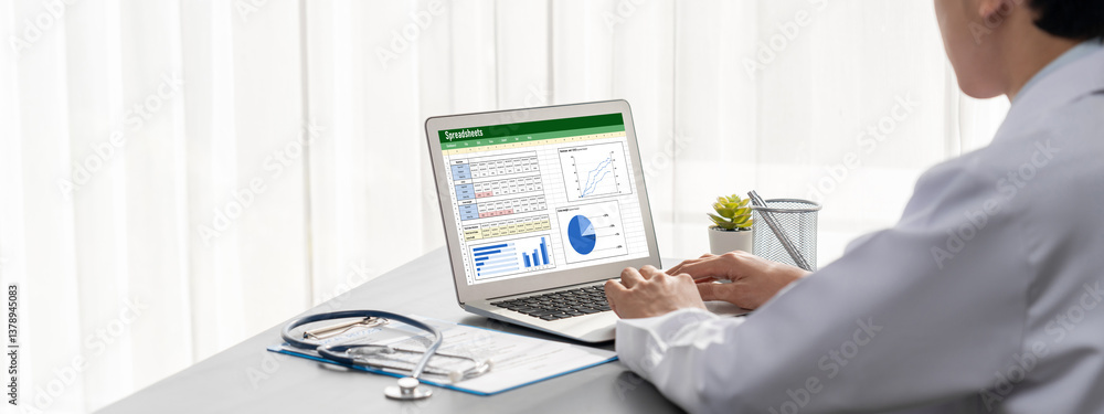 Poster spreadsheet document information financial startup concept. data and graphs in spreadsheet documents
