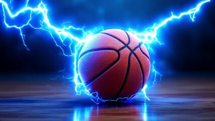 A basketball energized by powerful lightning - Powered by Adobe