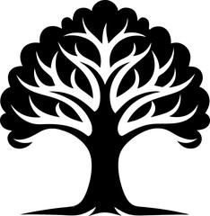 vector oak tree silhouette isolated
