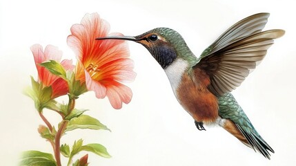 Naklejka premium Small Bird Near A Blossom