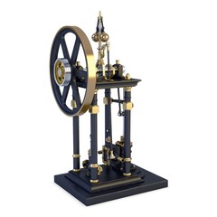 Illustration Victorian Vertical Steam Engine on Isolated Background