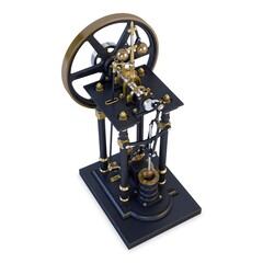 Illustration Victorian Vertical Steam Engine on Isolated Background